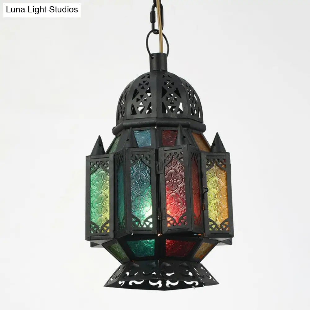 Antique Shaded Single Suspension Pendant Light In Black For Cafes