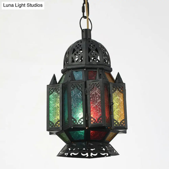 Antique Shaded Single Suspension Pendant Light In Black For Cafes