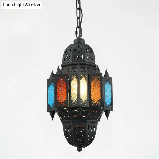 Antique Shaded Single Suspension Pendant Light In Black For Cafes