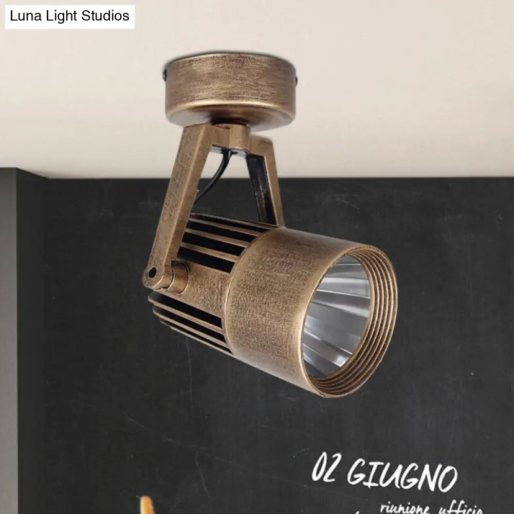 Antique Style Brass Ceiling Light Fixture - Metal Led Bedroom Semi-Flush Mount Adjustable 3/5 Width