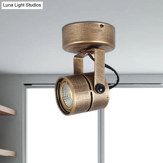 Antique Style Brass Ceiling Light Fixture - Metal Led Bedroom Semi-Flush Mount Adjustable 3/5 Width