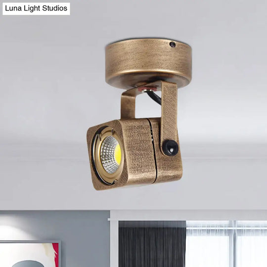 Antique Style Brass Ceiling Light Fixture - Metal Led Bedroom Semi-Flush Mount Adjustable 3’/5’