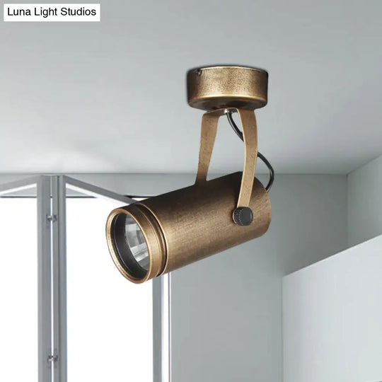 Antique Style Brass Ceiling Light Fixture - Metal Led Bedroom Semi-Flush Mount Adjustable 3’/5’