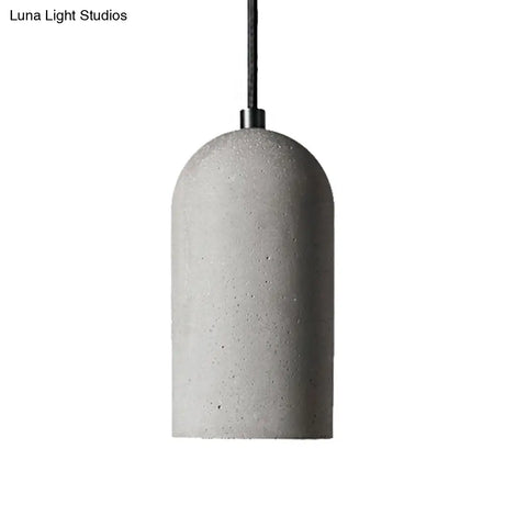 Antique Style Gray Cement Pendant Light With Cylinder Shade - Ideal For Living Room