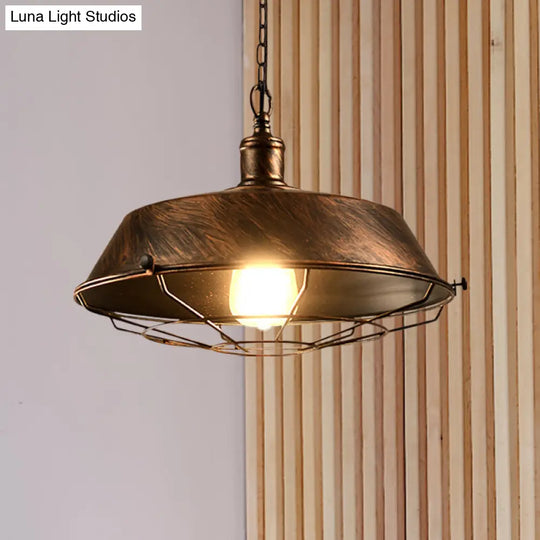 Antique Style Iron Barn Hanging Light With Wire Guard - Choice Of 10/14/18 Dia 1 Head Pendant