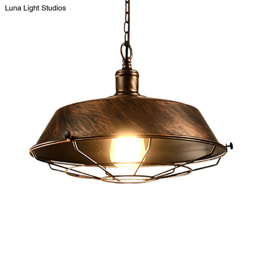 Antique Style Iron Barn Hanging Light With Wire Guard - Choice Of 10/14/18 Dia 1 Head Pendant