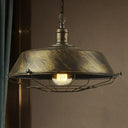 Antique Style Iron Barn Hanging Light With Wire Guard - 10’/14’/18’ Dia Brass/Bronze/Black