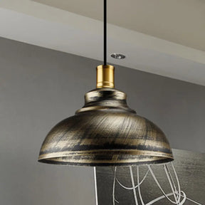 Antique Style Wrought Iron Dome Lamp - 1 Head Restaurant Hanging Light Silver/Bronze/Rust 12’/14