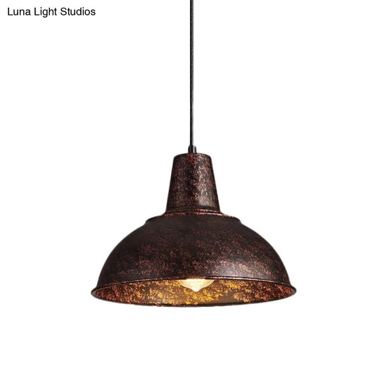 Antique Stylish Domed Suspension Light With Metallic Ceiling Pendant - Black/White