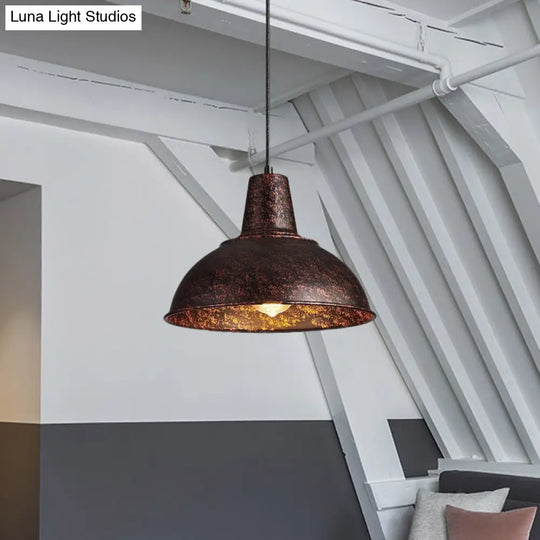 Antique Stylish Domed Suspension Light With Metallic Ceiling Pendant - Black/White