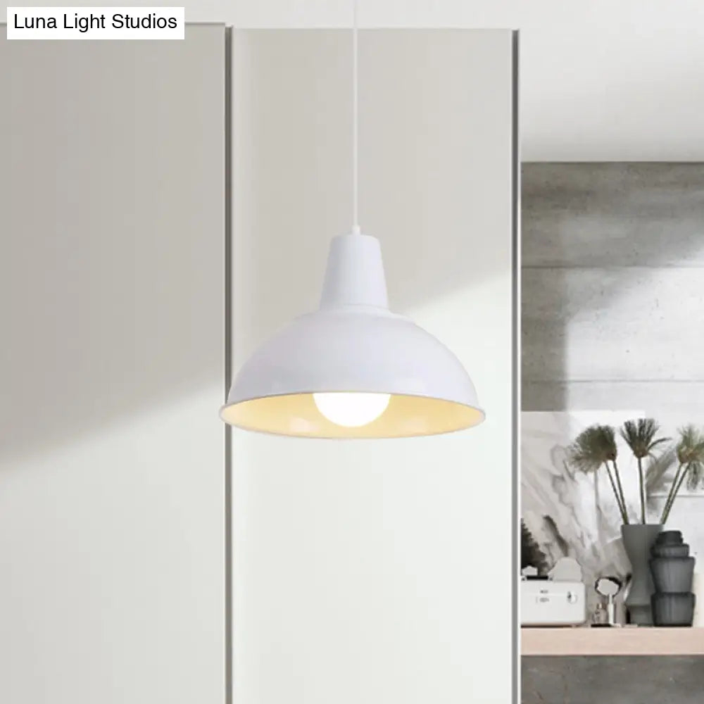 Antique Stylish Domed Suspension Light With Metallic Ceiling Pendant - Black/White