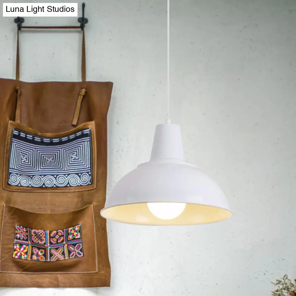 Antique Stylish Domed Suspension Light With Metallic Ceiling Pendant - Black/White