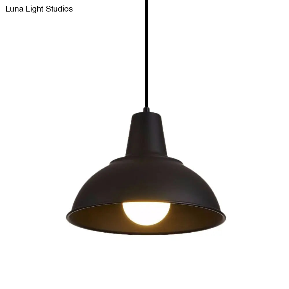 Antique Stylish Domed Suspension Light With Metallic Ceiling Pendant - Black/White