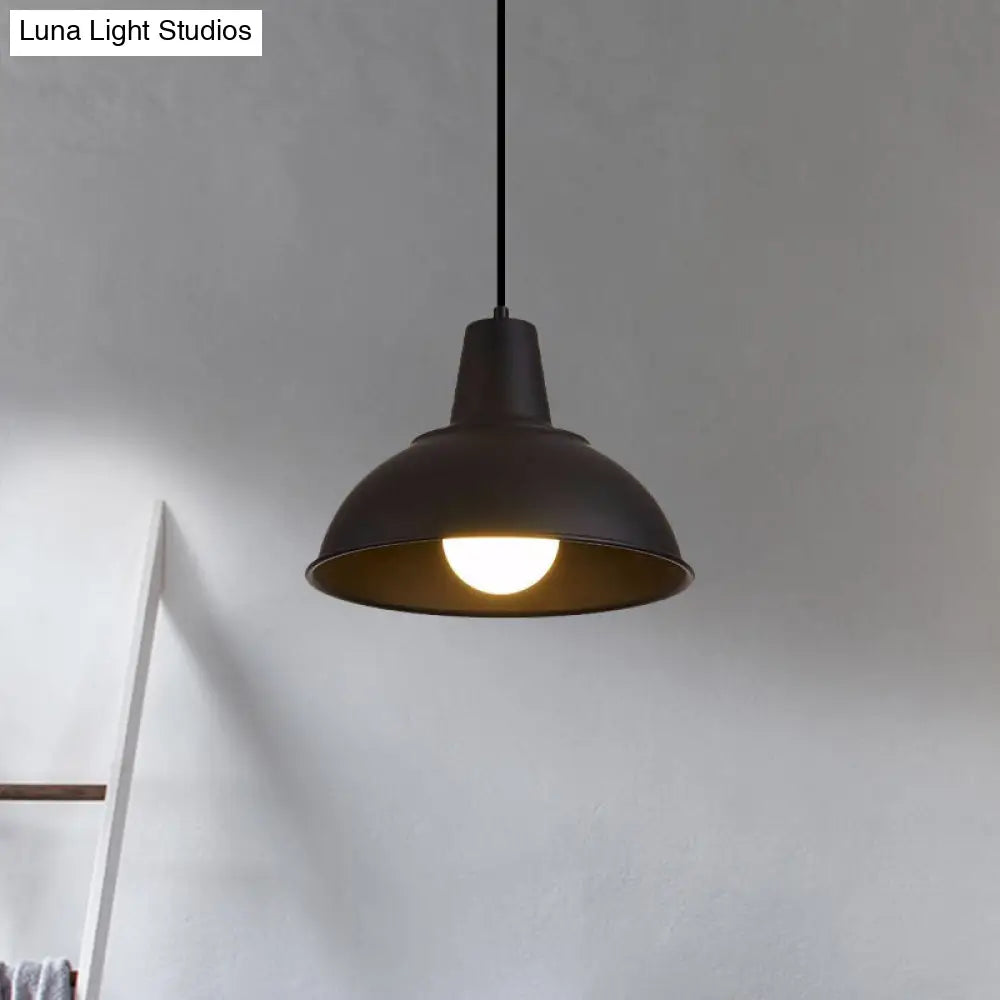Antique Stylish Domed Suspension Light With Metallic Ceiling Pendant - Black/White