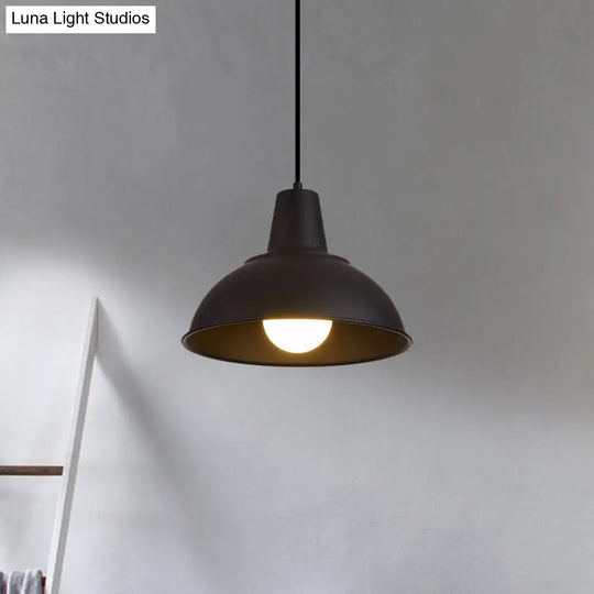 Antique Stylish Domed Suspension Light With Metallic Ceiling Pendant - Black/White