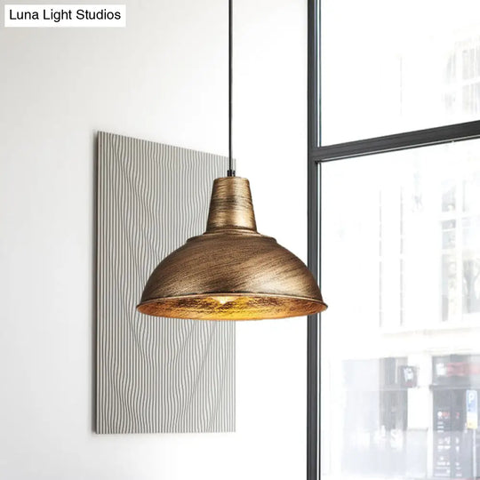 Antique Stylish Domed Suspension Light With Metallic Ceiling Pendant - Black/White