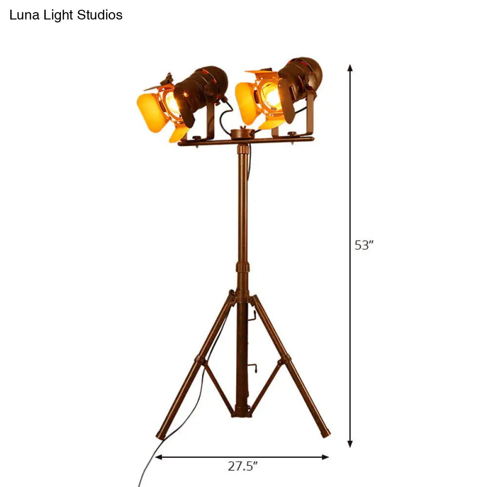 Antique Tripod Floor Lamp - Stylish & Rotatable 1/2-Light Metallic In Dark Rust For Living Room