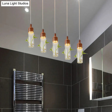Antique Wine Bottle Cluster Pendant Ceiling Light - Metal Led With Multiple Bulbs Brown Finish