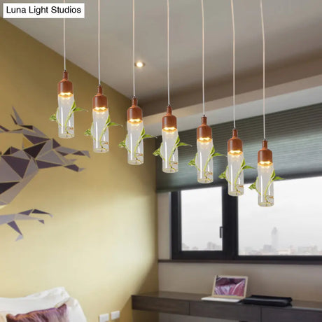 Antique Wine Bottle Cluster Pendant Ceiling Light - Metal Led With Multiple Bulbs Brown Finish