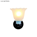 Antiqued Black Wall Lamp With Frosted Ribbed Glass - Perfect Living Room Lighting