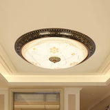 Antiqued Bowl Shade Glass Flush Mount Lamp In Gold With Led 12.5’/15’/19’ Width And
