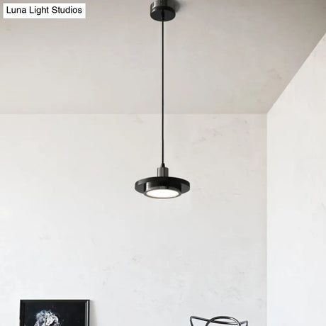 Antiqued Brass And Green Led Marble Lid Drop Pendant Light - Postmodern Ceiling Hang Fixture