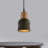 Antiqued Cup-Shape Ceiling Light: Cement Hanging Pendant Lamp (1 Head) - Silver/Black/Bronze With