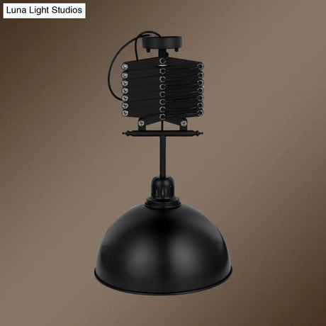 Antiqued Dome Pendant Ceiling Lamp - Telescopic Metallic Design Perfect For Restaurants 1 Bulb