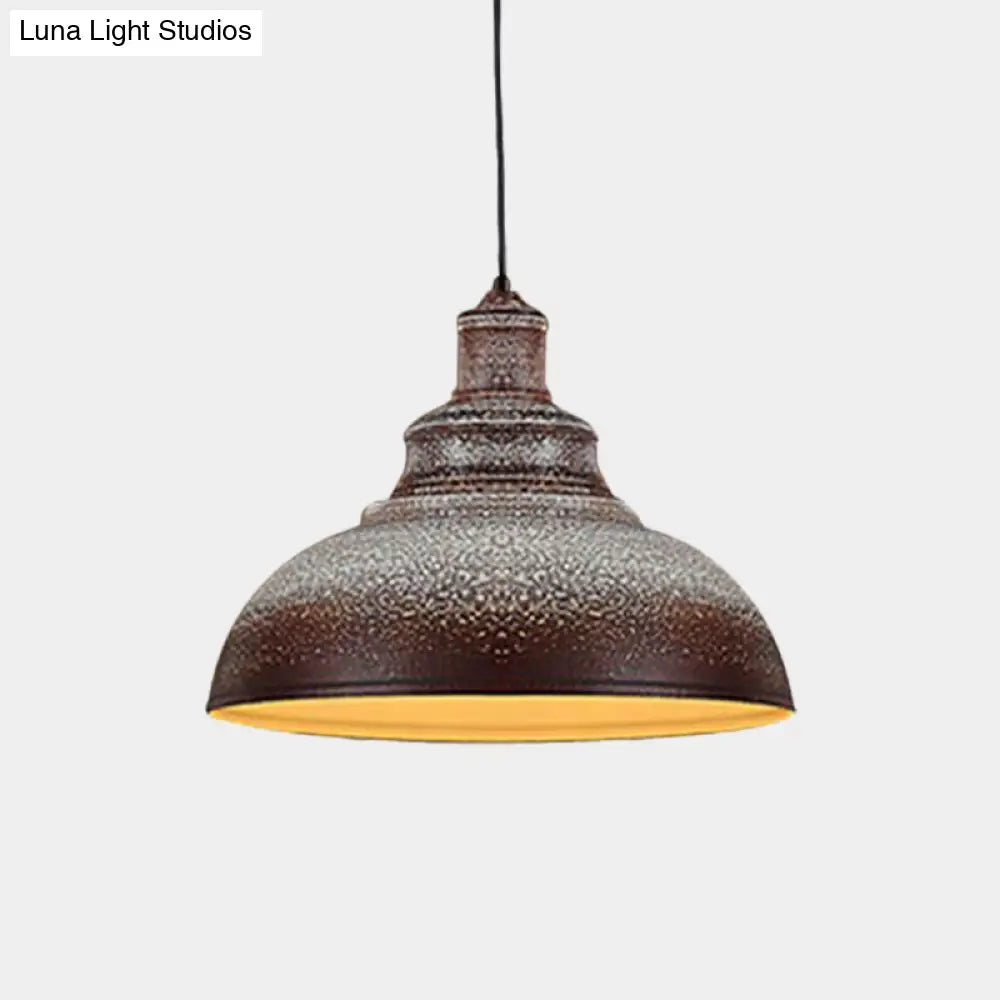 Blue/Rust Metal Barn Pulley Pendant Lamp - 1 Head Ceiling Lighting For Dining Room
