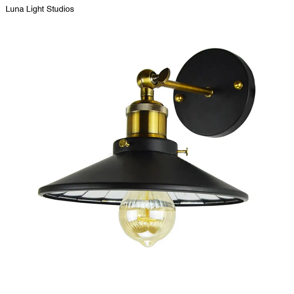 Antiqued Wide Flare Sconce Light Fixture - Wall Mounted Lamp For Restaurant (Black)