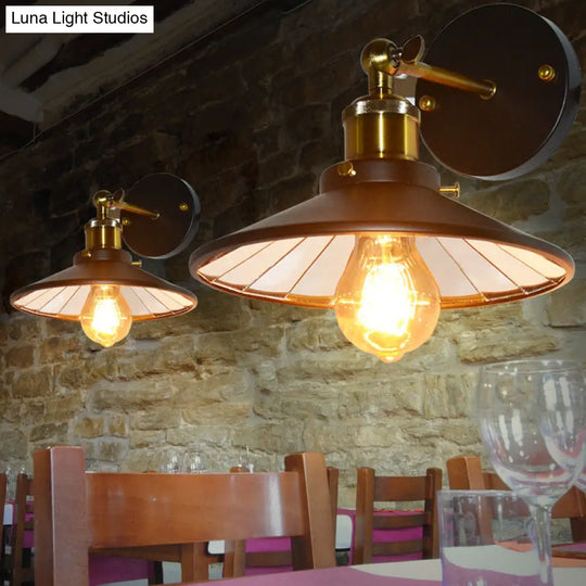 Antiqued Wide Flare Sconce Light Fixture - Wall Mounted Lamp For Restaurant (Black)