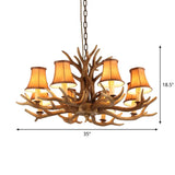 Antler Ceiling Light Fixture With Resin Shade - Traditional Chandelier For Living Room In Brown 8 /