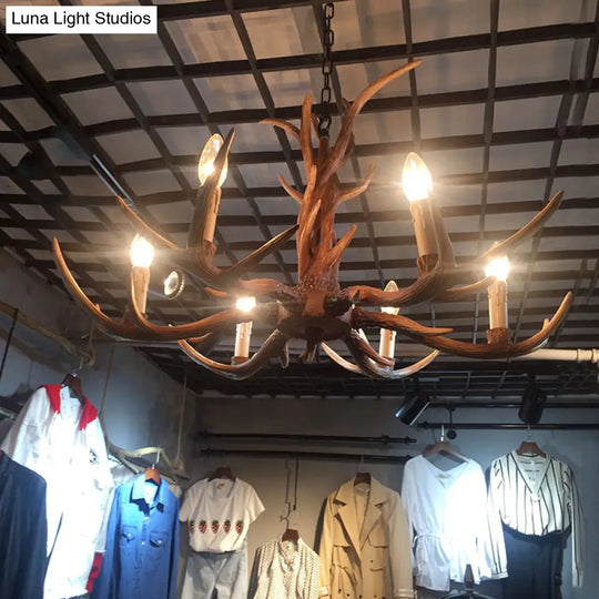 Antler Chandelier: Resin Countryside Living Room Lighting