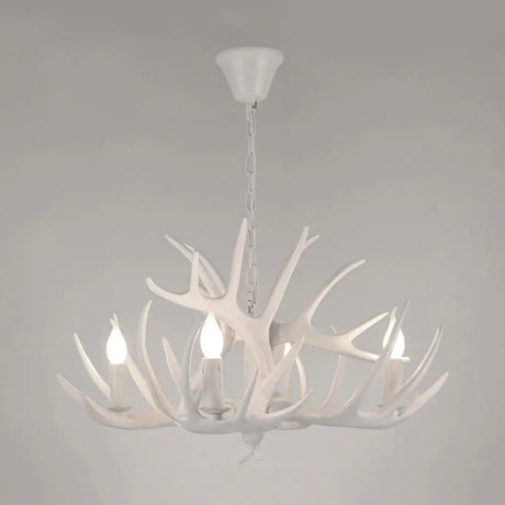 Antler Deco Resin Candle Chandelier: Country Style Suspension Light For Restaurant Ambience 4 /