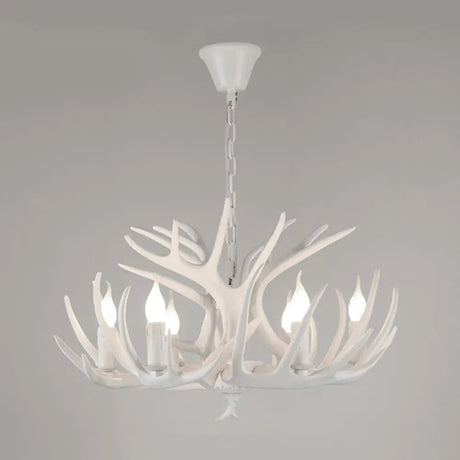 Antler Deco Resin Candle Chandelier: Country Style Suspension Light For Restaurant Ambience 6 /