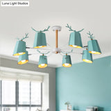 Antler Pendant Light With Tapered Shade: Modern Metal Nordic Lighting Fixture