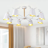 Antler Pendant Light With Tapered Shade: Modern Metal Nordic Lighting Fixture 8 / White