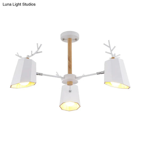 Antler Pendant Light With Tapered Shade: Modern Metal Nordic Lighting Fixture