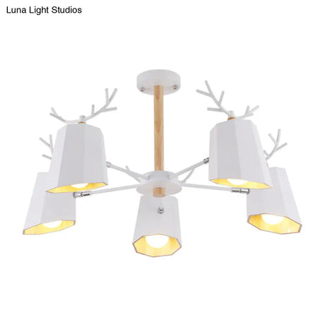 Antler Pendant Light With Tapered Shade: Modern Metal Nordic Lighting Fixture