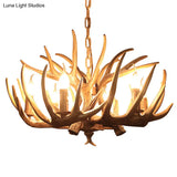 Antler-Shaped Pendant Light: Vintage Resin Chandelier For Restaurant