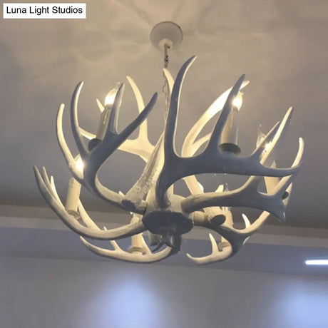 Antler-Shaped Pendant Light: Vintage Resin Chandelier For Restaurant