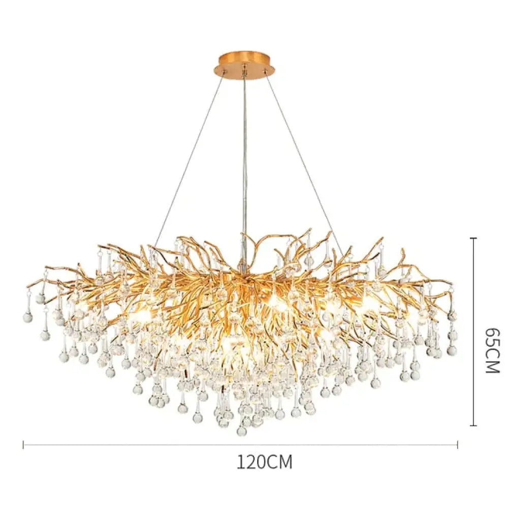 Anya LED Crystal Chandeliers Long 120cm / Gold Body / Warm White Chandelier