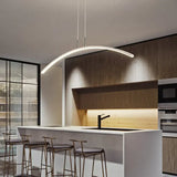 Arc Shape Led Hanging Pendant Lights Modern For Dining Room White Color / Length 1200Mm Dimmable Rc
