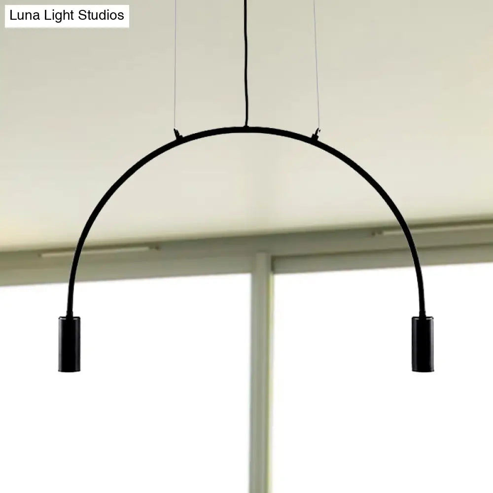 Arched Pendant Lighting With Led For Bar - Contemporary Black Metal 2/3/5 Lights 2 /