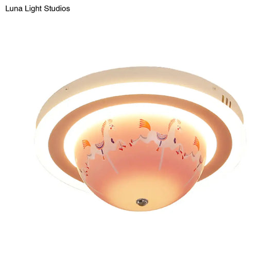 Art Deco Acrylic Bowl Flush Ceiling Light Fixture For Dining Room
