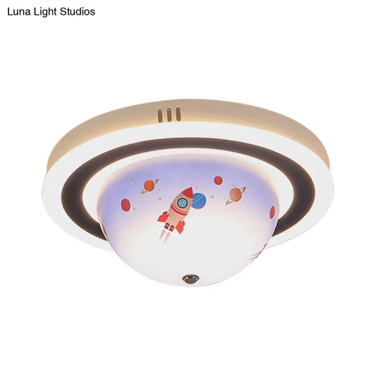 Art Deco Acrylic Bowl Flush Ceiling Light Fixture For Dining Room