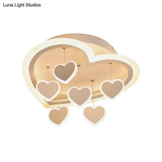 Art Deco Acrylic White Heart - Shaped Flush Mount Ceiling Light For Study Room