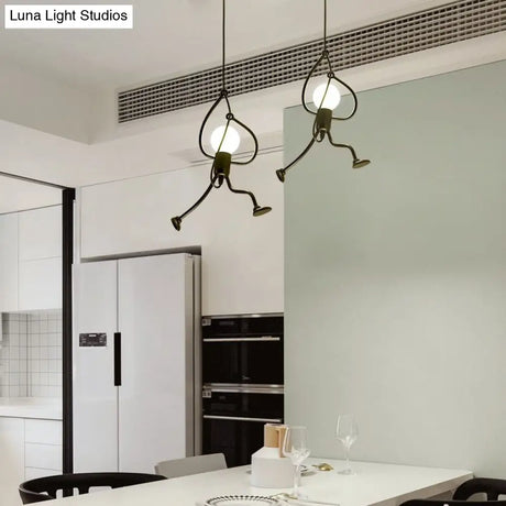 Art Deco Black Cartoon Person Suspension Pendant For Bedroom Lighting