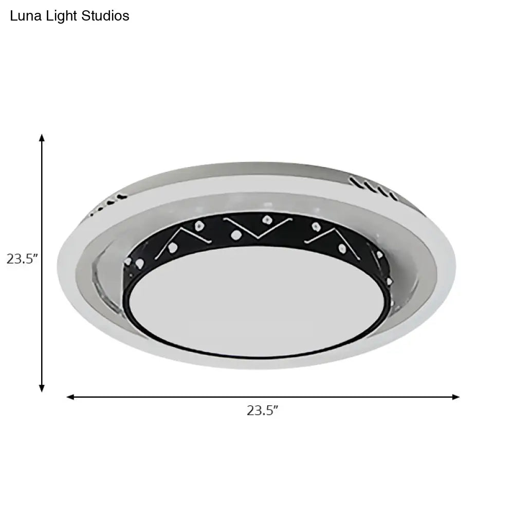 Art Deco Circle Flush Mount Ceiling Light With Acrylic Shade - Ideal For Bedroom