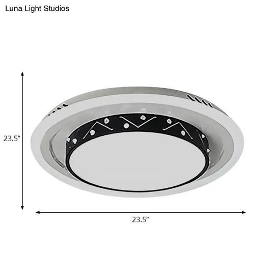 Art Deco Circle Flush Mount Ceiling Light With Acrylic Shade - Ideal For Bedroom
